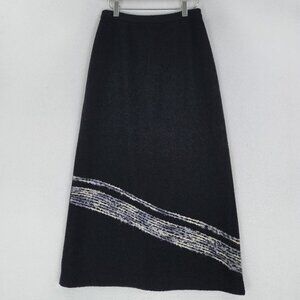 Vintage Skirt Women 4 Black A Line Wool Blend Maxi Bear Two Style Classic Casual